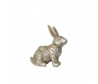 Hare/Ljusstake Silver Poly 13x14cm – 1st Fyndhörnan