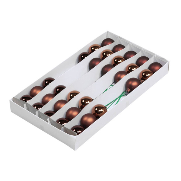 Glaskula.Bas Choklad Mix 4cm Lång – 30st Glaskulor/Julkulor/ Glasägg/ Figurer