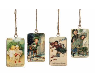 Emaljhänge Nostalgi Barn 5,5x1x9,5cm – 4 Pack Dekorationsartiklar Små/Hängen