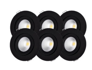 Malmbergs Downlight MD-360, LED, 6W, Svart, AC-Chip, IP44 – TUNE - 1900-3000K - 6 Pack