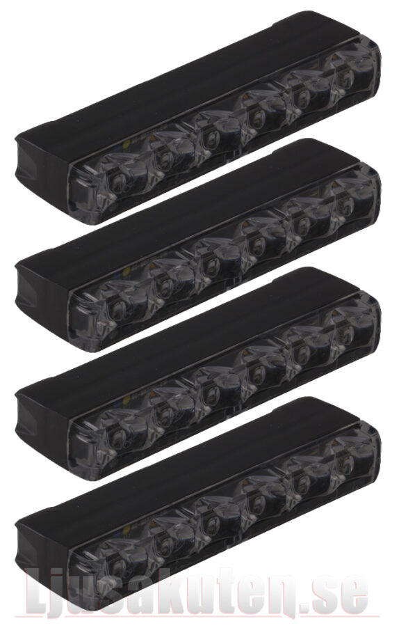 4 Pack Riktat blixtljus ED6 Dark, grillmontage, Gul, 6-LED, XA1, DV