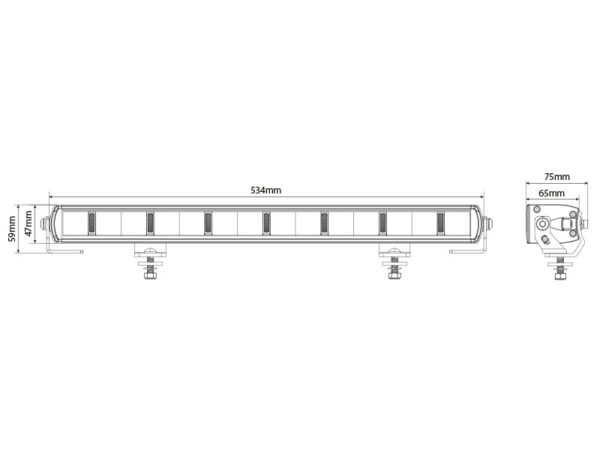OPTIBEAM Super Captain One 600, vit/orange positionsljus - 635m 1 LUX - 534mm