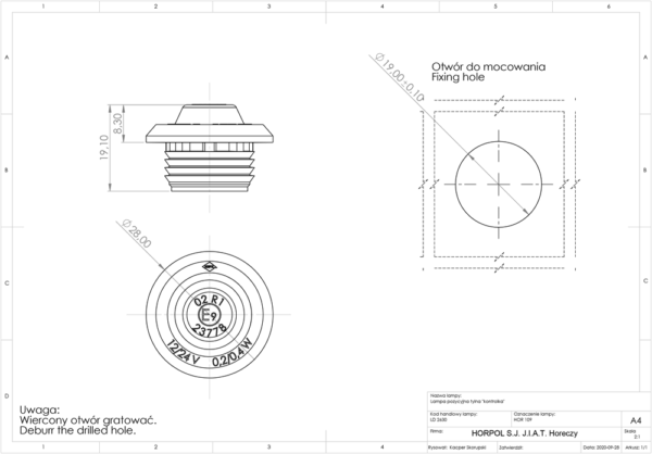 Positionsljus Röd, 0,5m, Graphite, DV