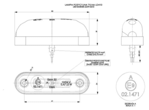 Positionsljus Röd, Graphite, 0,45m, DV