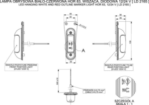 Positionsljus hängande, Transp, Röd/Vit, Graphite, 0,5m, DV