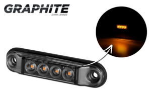 Sidomarkeringsljus Gul, Slim, 4 LED, Graphite, 0,25m, DV