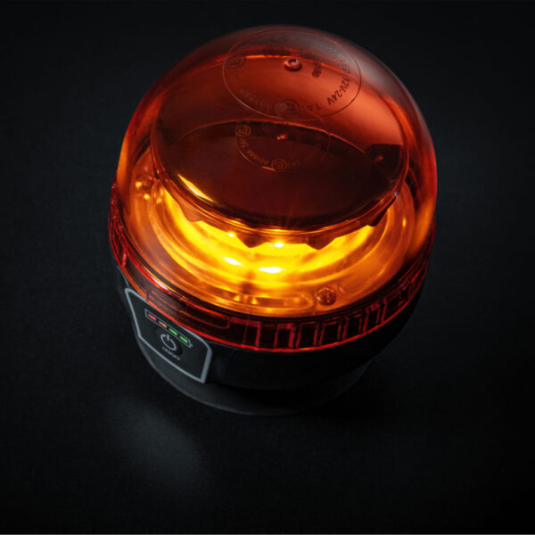 Big Energy roterande varningsljus Orange lins, magnet, cig-plug/USB-C 128 mm