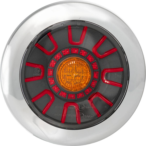 Rund LED-baklampa 5129000066 – krom hus, blinkers och bromsljus