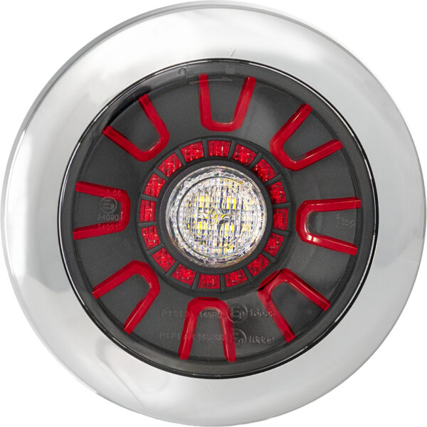 Rund LED-baklampa 5129000068 – krom hus, dimbakljus och backljus