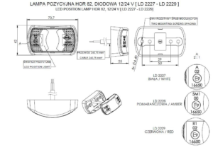 Horpol Positionsljus Vit, 0,5m, DV – 70,7x42x24,8 mm