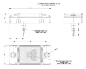 Horpol Positionsljus Röd, 0,45m, DV – 73x33x17,3 mm