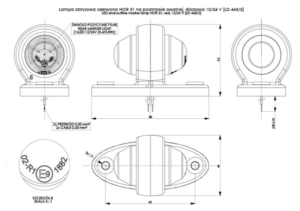 Horpol Positionsljus Röd, Flex, kort, 0,23m, DV – 85x35x52 mm