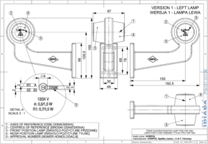 Horpol Positionsljus, Röd/Vit, Flex 90°, höger, 5m DV – 192x168x87 mm
