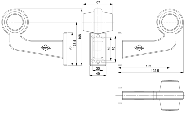 Horpol Positionsljus, Röd/Vit, Flex 90°, höger, 0,5m DV – 192x168x87 mm