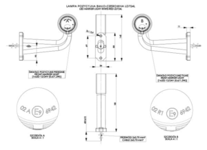 Horpol Positionsljus, Röd/Vit, Flex lång 90°, 0,45m, vänster, DV – 181x32x145 mm
