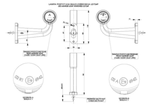 Horpol Positionsljus, Röd/Vit, Flex lång 90°, 0,45m, höger, DV – 181x32x145 mm