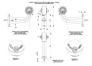 Horpol Positionsljus, Röd/Vit, Flex lång 90°, 0,45m, vänster, DV – 181x62x145 mm
