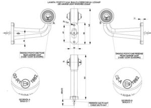 Horpol Positionsljus, Röd/Vit, Flex lång 90°, 0,45m, höger, DV – 181x62x145 mm