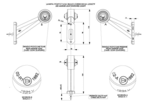 Horpol Positionsljus, Röd/Vit, Flex lång 45°, 0,45m, höger, DV – 168x60x154 mm