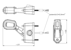 Horpol Sidomarkeringsljus, Flex, vänster, sensor, 1,5m, DV – 177x133x37 mm