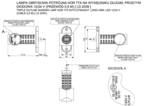 Horpol Sidomarkeringsljus, Flex, rak, 0,5m, DV – 118x100x55 mm