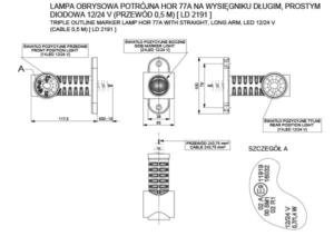 Horpol Sidomarkeringsljus, Flex, rak, 0,5m, DV – 118x100x55 mm