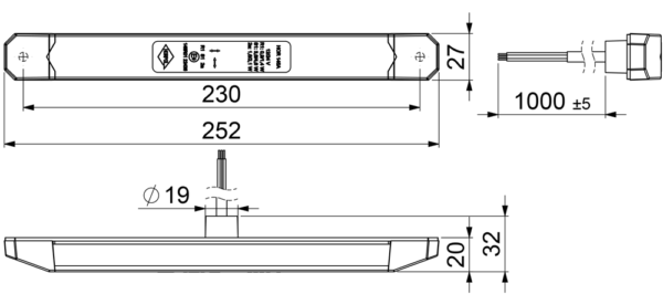 Bakljus, bak-, broms-, blinkersljus, 1m, DV