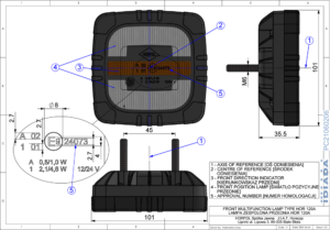 Frontlampa, blinkers-, positionsljus, 1m, DV