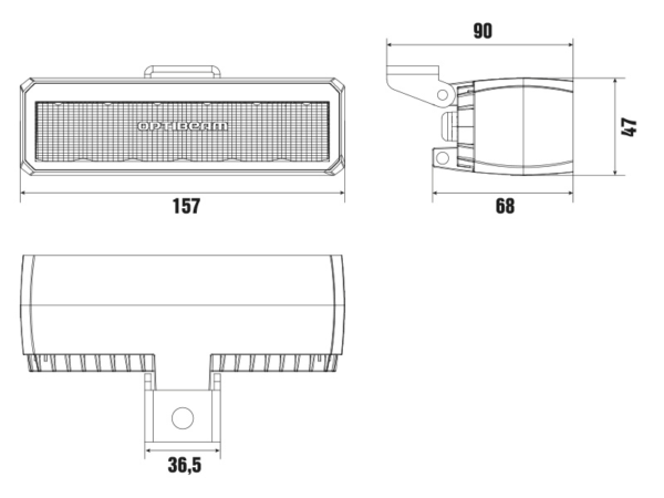 Optibeam SlimX arbetsljus, rundade hörn, 4800lm LED, DV