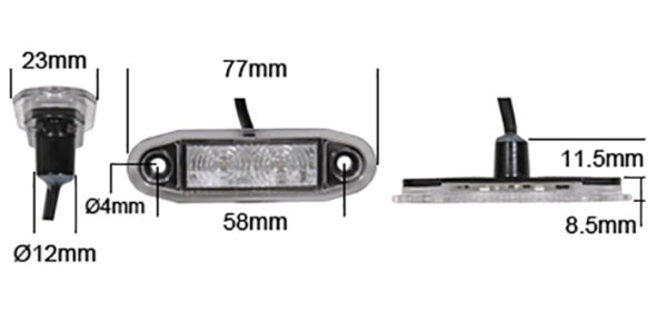 Sidomarkeringsljus, 2LED, Gul, DV – 77x23x23 mm
