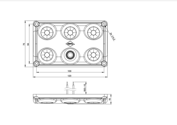 Horpol Innerbelysning 5 LED, 3,6W/10W, brytare, 0,5m, 12/24V