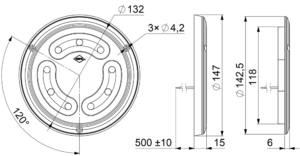 Horpol Innerbelysning rund, 12W, 0,5m, 12/24V