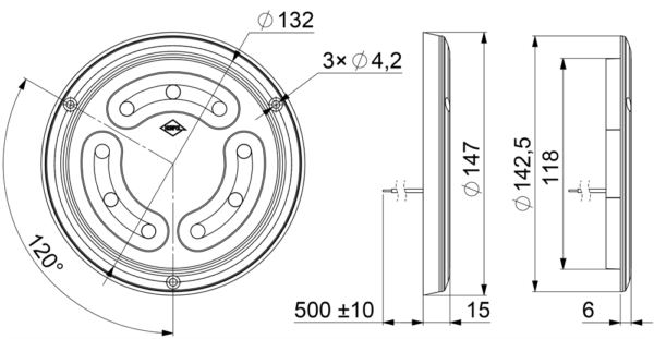 Horpol Innerbelysning rund, 12W, 0,5m, 12/24V