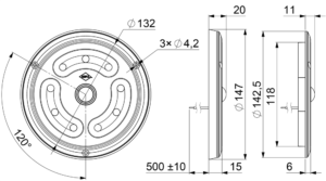 Horpol Innerbelysning rund, 12W, PIR, 0,5m, 12/24V