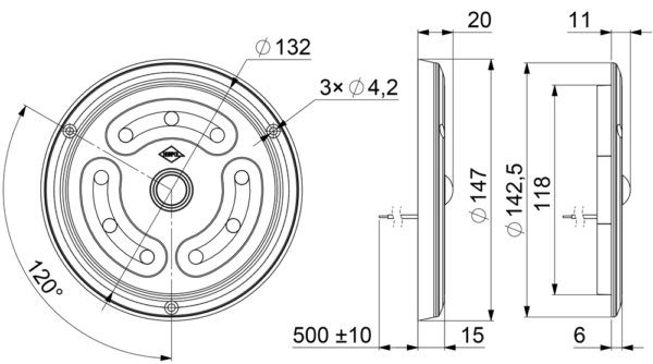 Horpol Innerbelysning rund, 12W, PIR, 0,5m, 12/24V