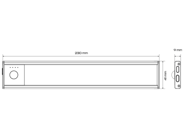 LED-list, 230mm, PIR, Uppladdningsbar