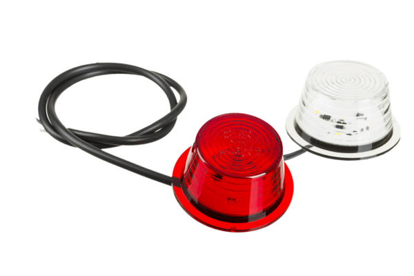 Horpol Positionsljus, Transp/Vit+Röd LED modul, 5-led, 0,7m, DV – Ø72x35,6 mm