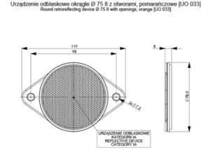 Horpol Reflex gul, 118x79mm, skruv