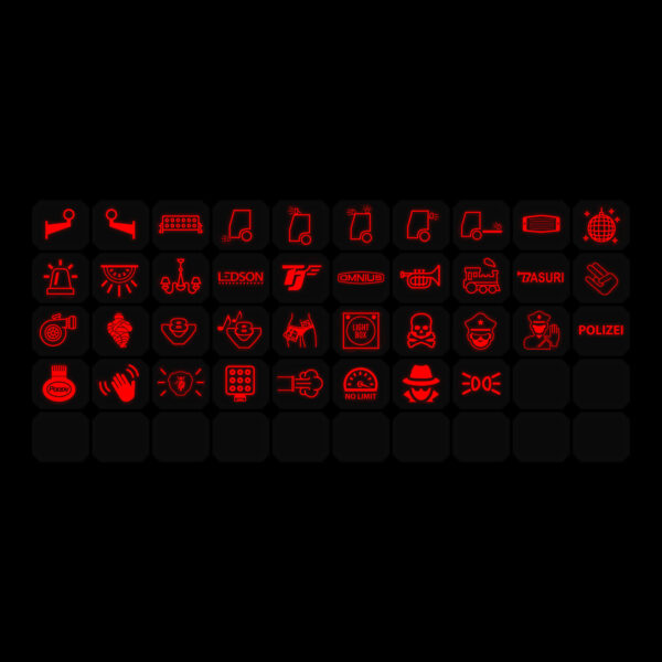 Symbolark till Ledson Commander 8/12 – version 1, 38 symboler