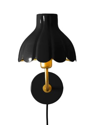 Wells vägglampa Svart/guld 21 cm