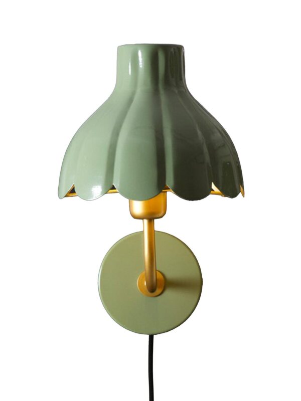 Wells vägglampa Mossa/guld 21 cm