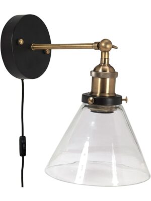 Ture vägglampa Svart/mässing 18 cm