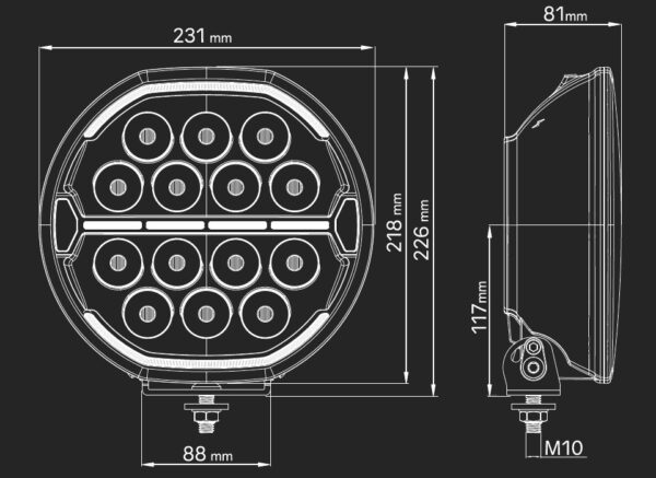Ledson Herox9+ LED-extraljus 9 tum med PowerTouch