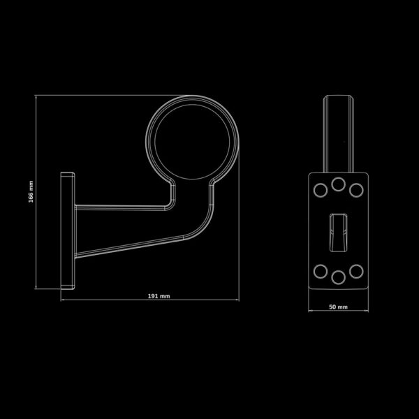 Strands VIKING gummiarm lång fram/bak positionsljus, 5m kabel