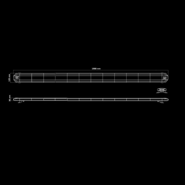 Cruise light varningsljusramp 2000mm, 10-32V, 13 blixtmönster, 5m