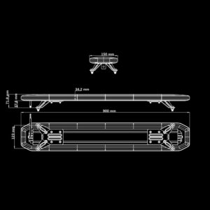 Skylord EXP varningsljusramp 900mm, 10-32V, 24 blixtmönster, 2,5m kab