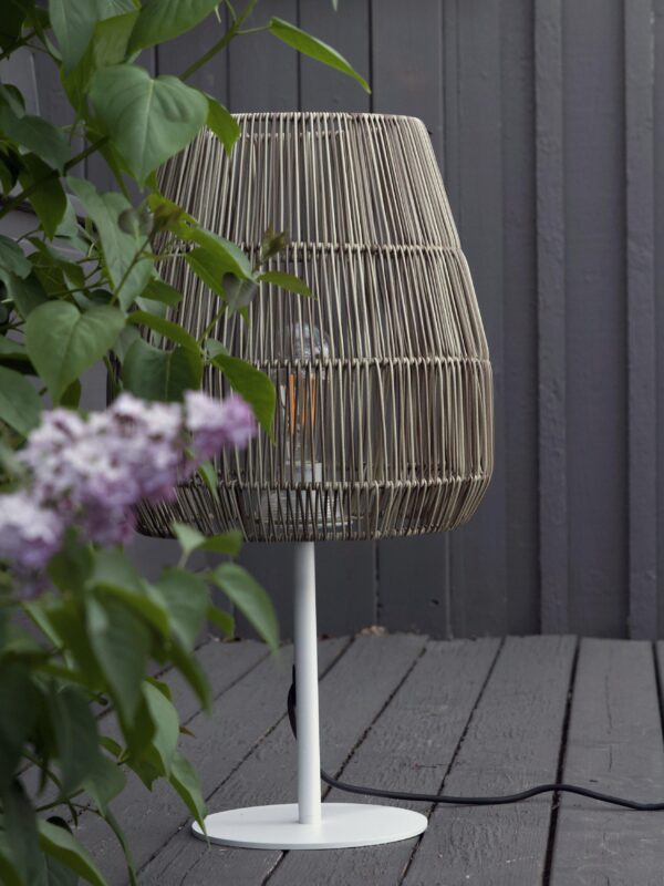 Agnar Saigon utomhusbordslampa vit/natur 71 cm