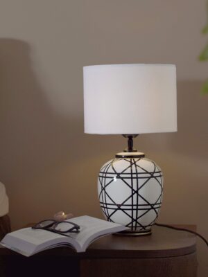 New York bordslampa Svartvit 46 cm