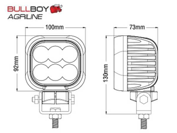 BullBoy Agriline 360°, 60W, Flood, fyrkantig, DV