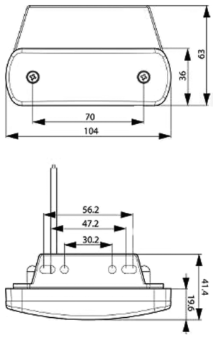 Sidomarkeringsljus LED, Gul, vinkelfäste, DV, 1m